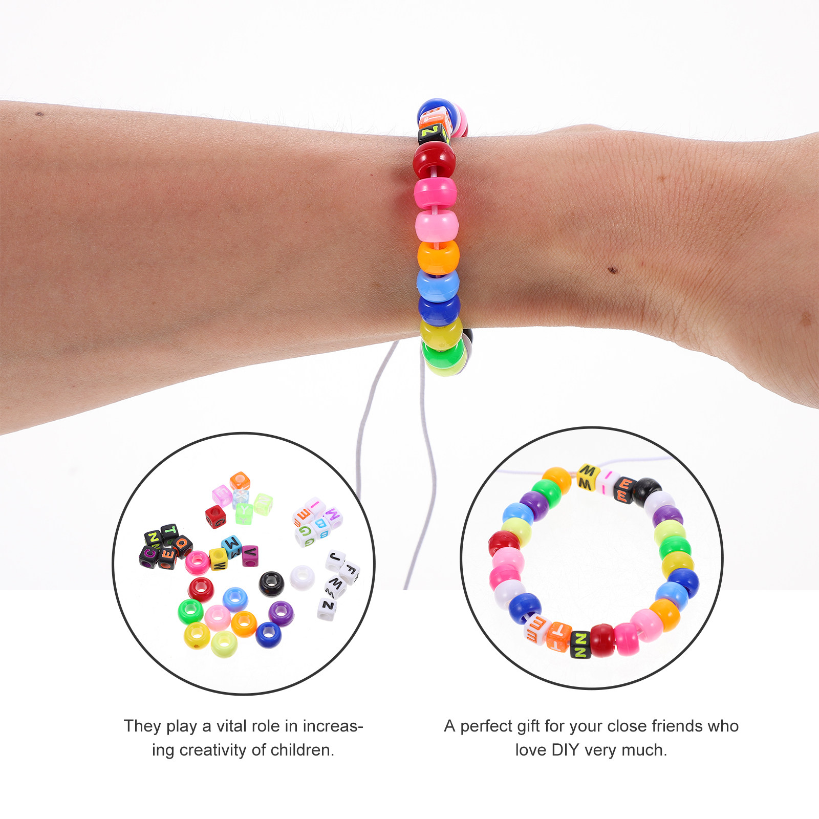 Jewelry Making Kits For Kids - 1Set Colorful Plastic Alphabet Letter Beads