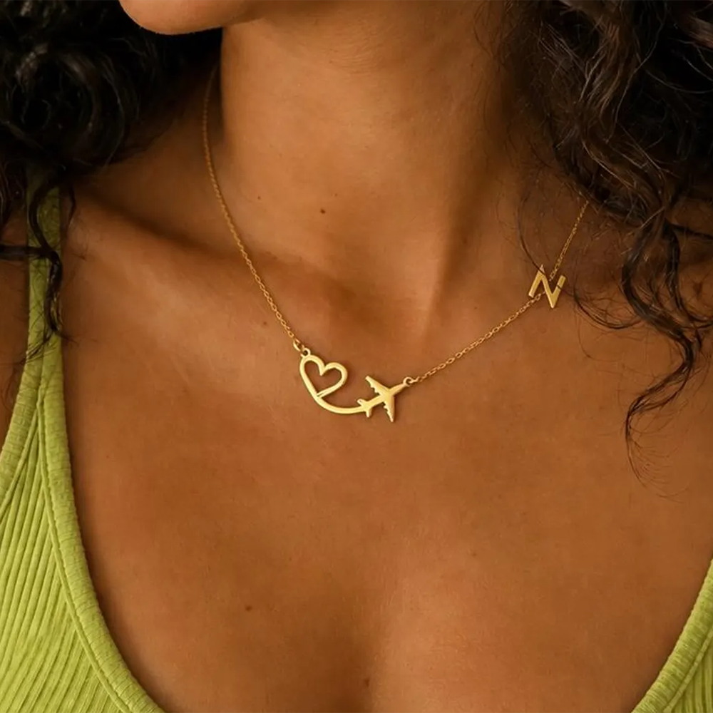 Making Custom Jewelry - Personalized Heart Airplane Initial Pendant Necklace