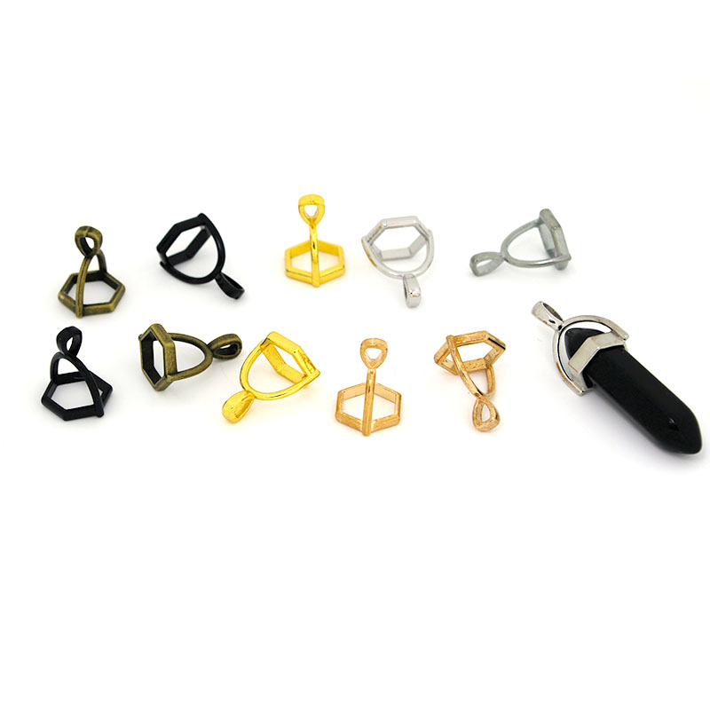 Jewelry Making Metal - 20Pcs Hexagonal Gemstone Cap Natural Stone