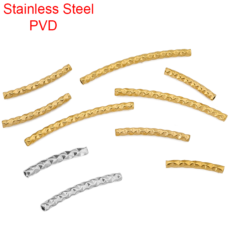 Crimp Bead Tube - 10pcs PVD Stainless Steel Curved Spacer