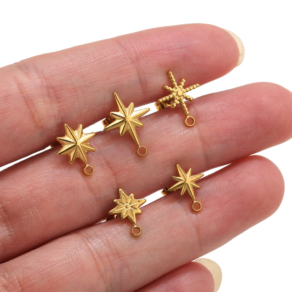 Jewelry Making Beginners - 6pcs Stainless Steel Star Earrings Studs