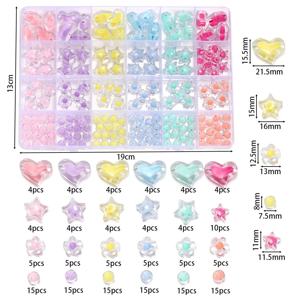 174pcs/Box Heart Acrylic Beads - đánh giá và giá Jewelry Making Kits For Kids