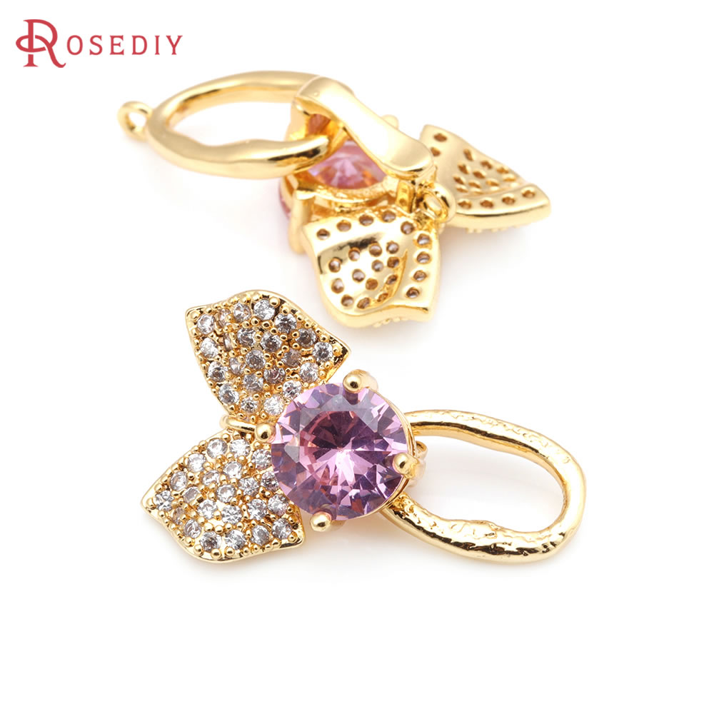 18K Gold Color Brass Zircon Fl - đánh giá và giá Jewelry Making Knots For Clasps