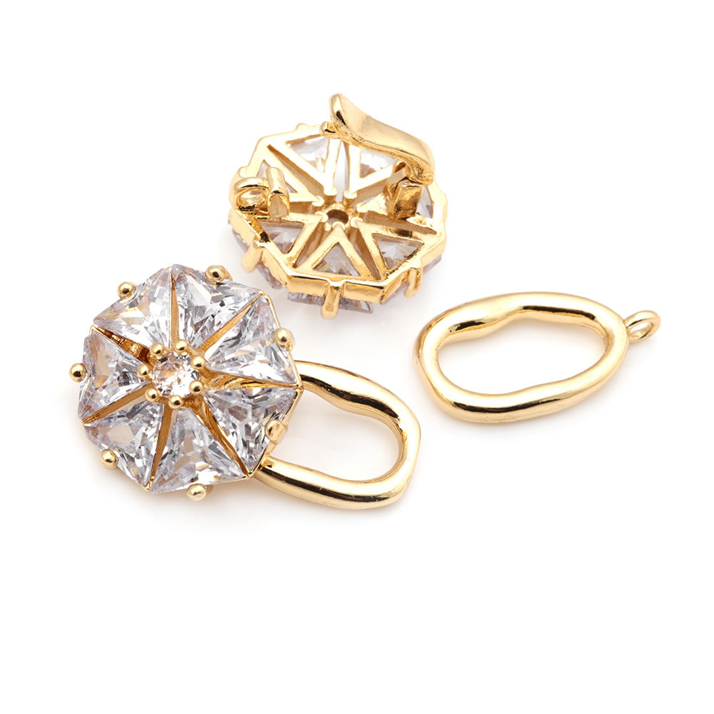 18K Gold Color Brass Zircon Fl - đánh giá và giá Jewelry Making Knots For Clasps