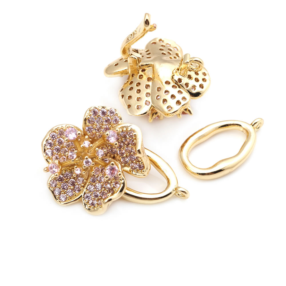 18K Gold Color Brass Zircon Fl - đánh giá và giá Jewelry Making Knots For Clasps
