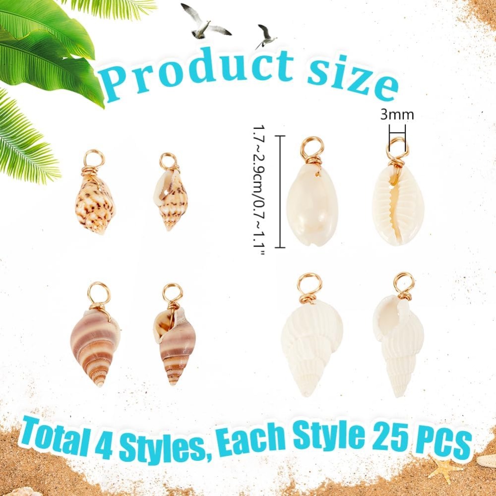100pcs 4 Styles Natural Shell  - đánh giá và giá Jewelry Making Beginners